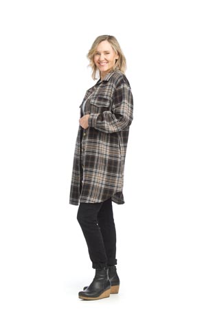 JT-15733 - Plaid Long Shacket  - Colors: As Shown - Available Sizes:XS-XXL - Catalog Page:74 