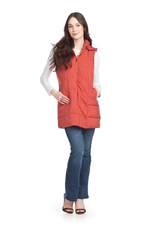 JT-15738 - Quilted Vest with Pockets and Removeable Hood - Colors: As Shown - Available Sizes:XS-XXL - Catalog Page:81 