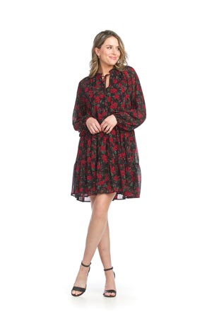 PD-15518 - Rose Printed Flowy Dress - Colors: As Shown - Available Sizes:XS-XXL - Catalog Page:46 