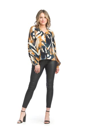 PT-15008 - Abstract Button Front Blouse - Colors: As Shown - Available Sizes:XS-XXL - Catalog Page:2 