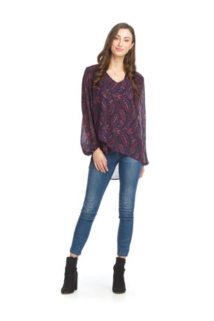 PT-15024 - Paisley Layered Long Sleeve Blouse - Colors: As Shown - Available Sizes:XS-XXL - Catalog Page:53 
