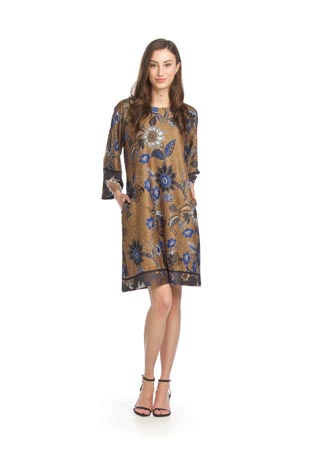 SD-15403 - Paisley and Floral Border Print Sweater Dress with Pockets - Colors: As Shown - Available Sizes:XS-XXL - Catalog Page:36 