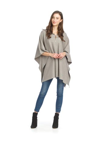 ST-15202 - Oversized Poncho with Zip Neck - Colors: As Shown - Available Sizes:One Size - Catalog Page:19 