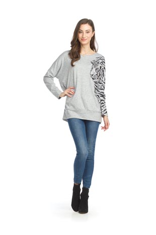 ST-15212 - Tiger Print Oversized Sweatrshirt - Colors: As Shown - Available Sizes:XS-XXL - Catalog Page:10 