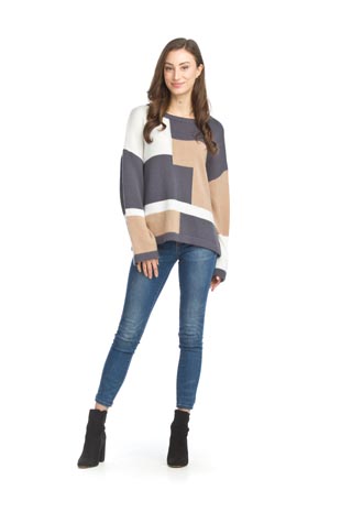 ST-15229 - Colour Blocked Pullover Sweater - Colors: As Shown - Available Sizes:XS-XXL - Catalog Page:25 