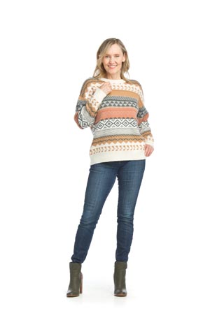 ST-15237 - Fairisle Knit Sweater  - Colors: As Shown - Available Sizes:XS-XXL - Catalog Page:19 