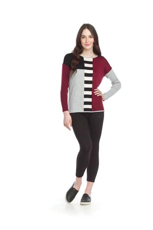 ST-15252 - Colourblocked Knit Sweater  - Colors: As Shown - Available Sizes:XS-XXL - Catalog Page:12 