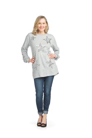 ST-15273 - Long Sleeve Sequin Star Tunic - Colors: As Shown - Available Sizes:XS-XXL - Catalog Page:3 