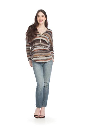 ST-15275 - Striped Collared Sweater - Colors: As Shown - Available Sizes:XS-XXL - Catalog Page:21 