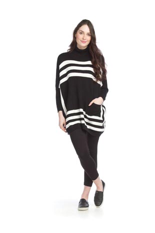 ST-15284 - Striped Knit Sleeved Poncho - Colors: As Shown - Available Sizes:S/M,L/XL - Catalog Page:12 