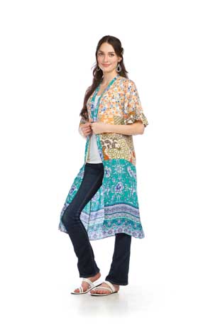 PT-16110 - FLORAL PATCHWORK DUSTER - Colors: AS SHOWN - Available Sizes:XS-XXL - Catalog Page:70 